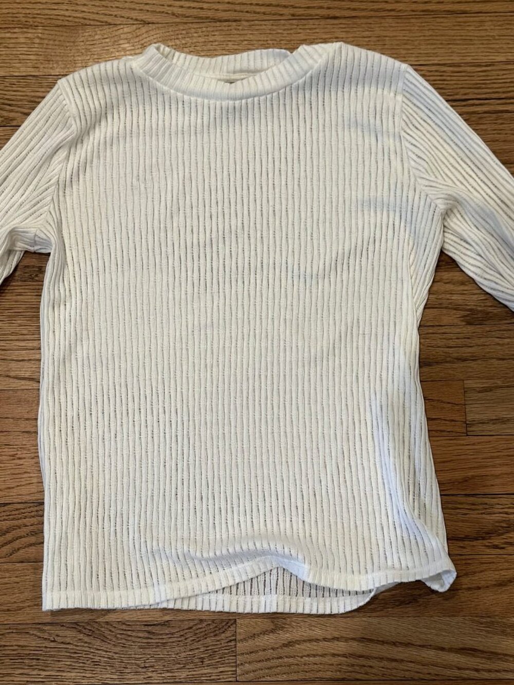 Pilcro Anthropologie White Textured Rib Long Sleeve Top L